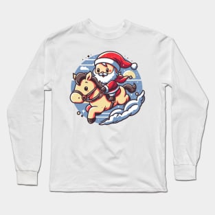 Cute Santa Riding a Horse Long Sleeve T-Shirt